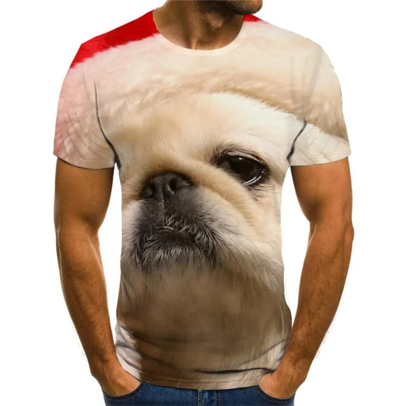 Animal T shirts Men Christmas T-shirts 3d Dog Tshirts Casual Lovely T shirts Funny