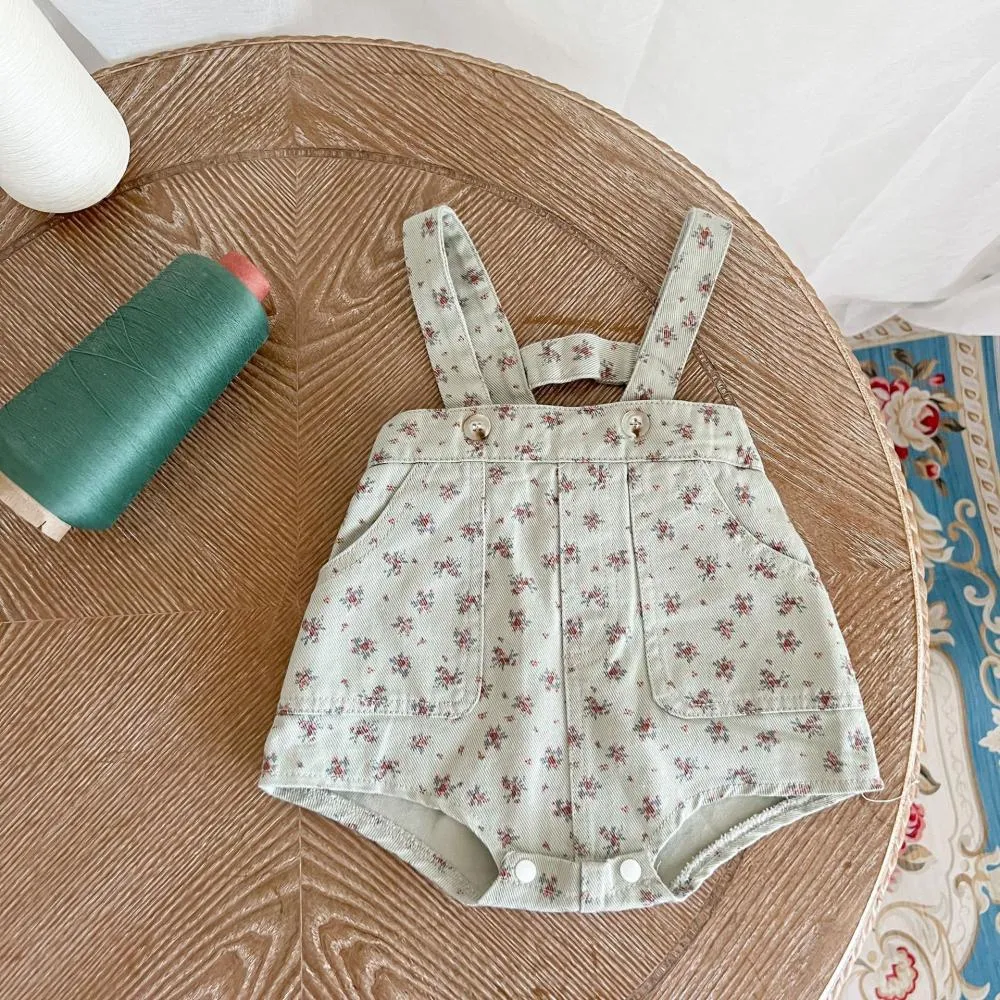 Autumn Baby Soft Denim Overalls Baby Floral Overalls Wholesale Baby Clothes