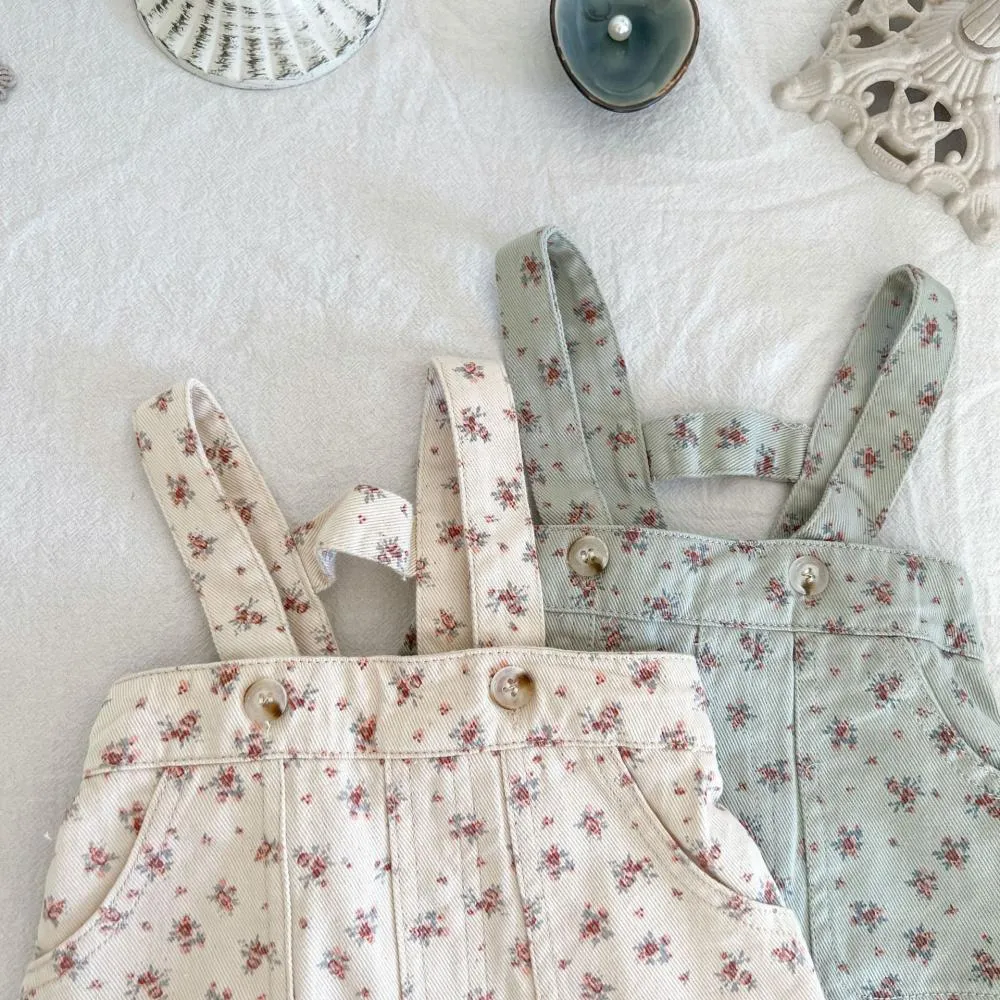 Autumn Baby Soft Denim Overalls Baby Floral Overalls Wholesale Baby Clothes