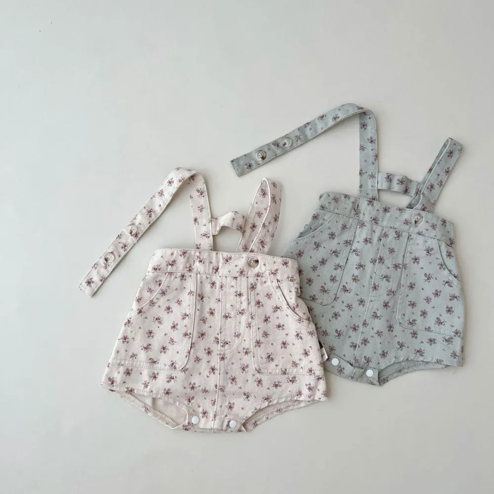 Autumn Baby Soft Denim Overalls Baby Floral Overalls Wholesale Baby Clothes