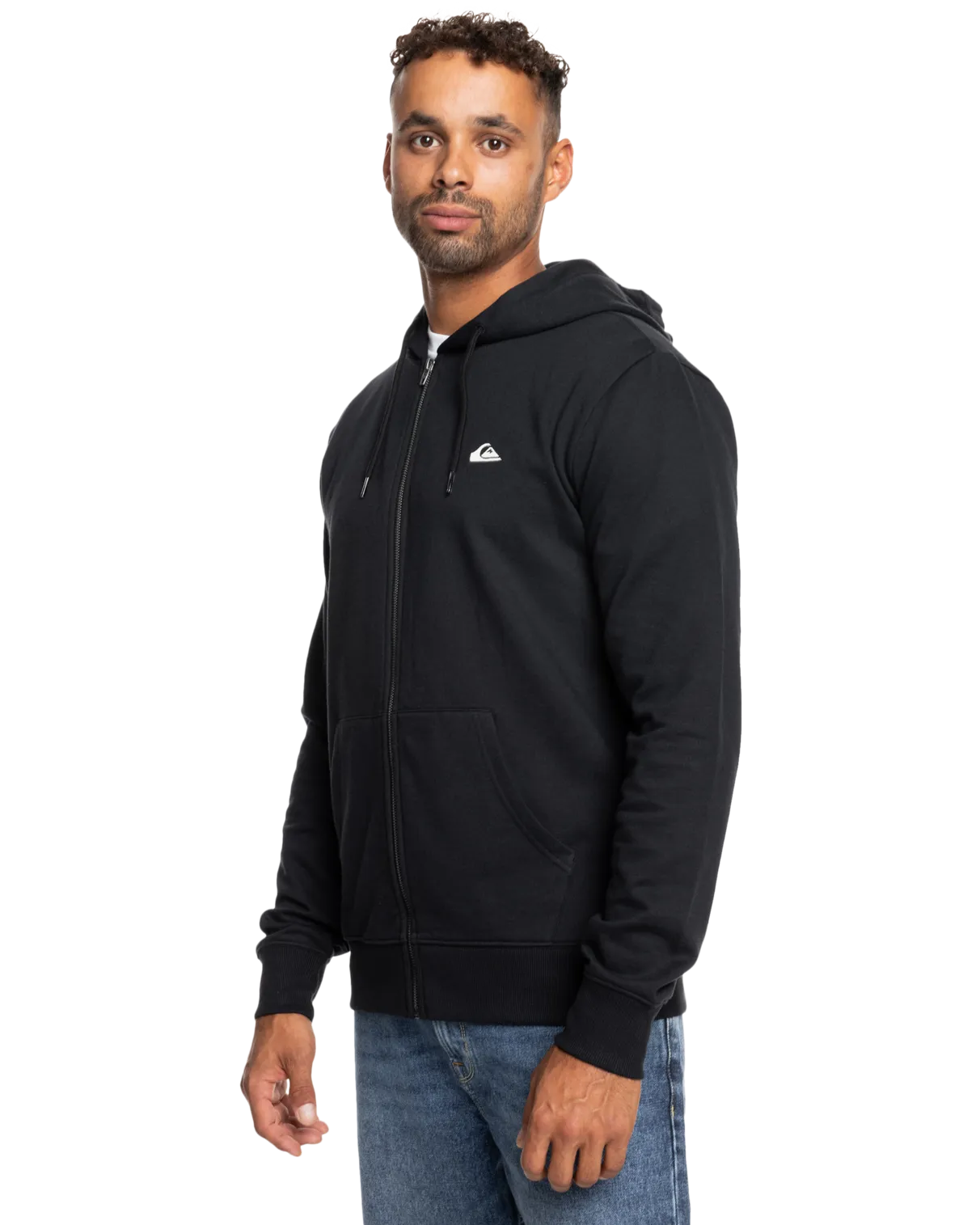 Basic Zip Hoodie in Black