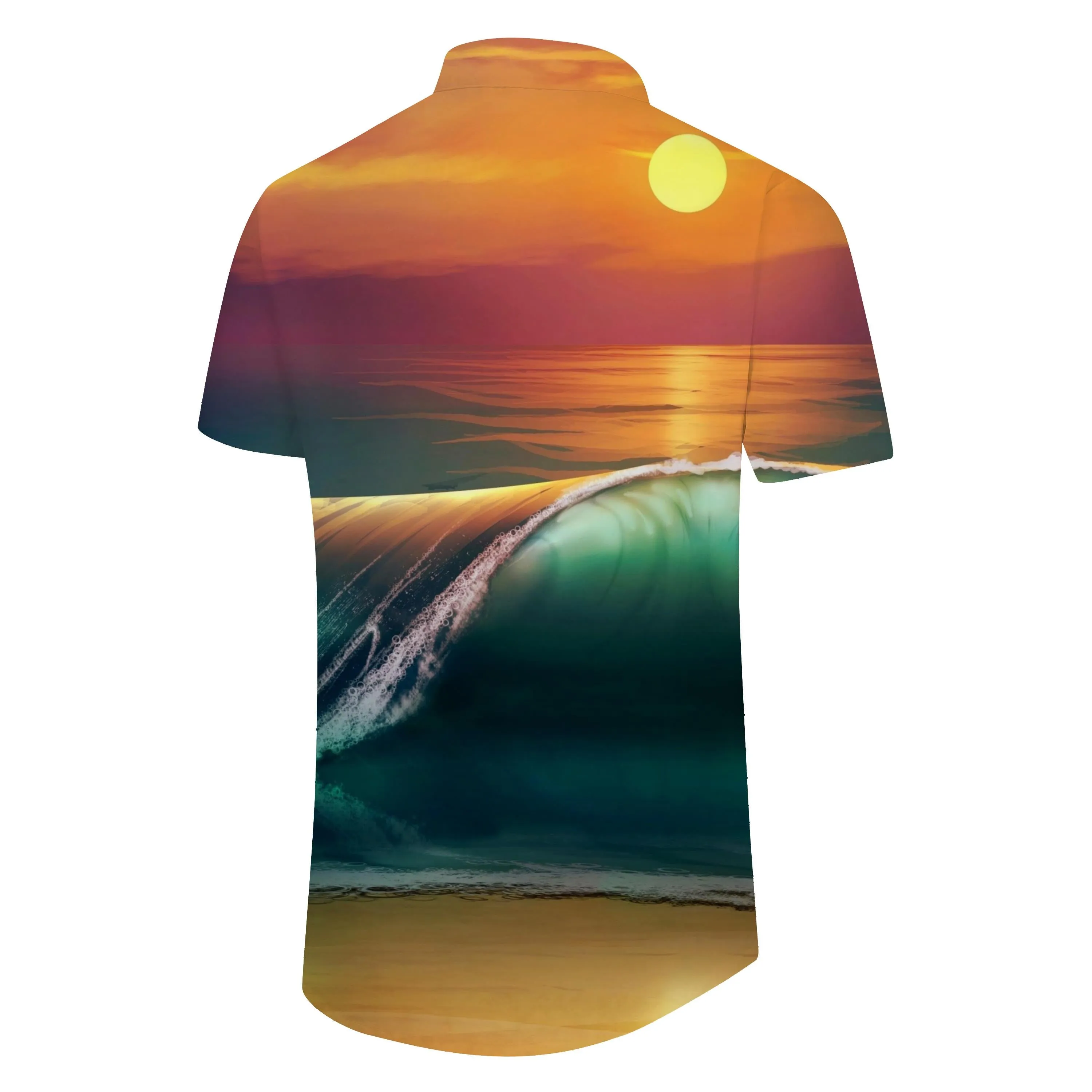 Beautiful Sunrise Ocean Men's Summer Casual Shirt Hawaiian Button Short Sleeves with Pockets