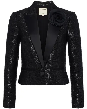 Black Sequin Scarlet Crop Blazer