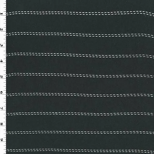 Black/White Stitch Stripe Twill Shirting Fabric