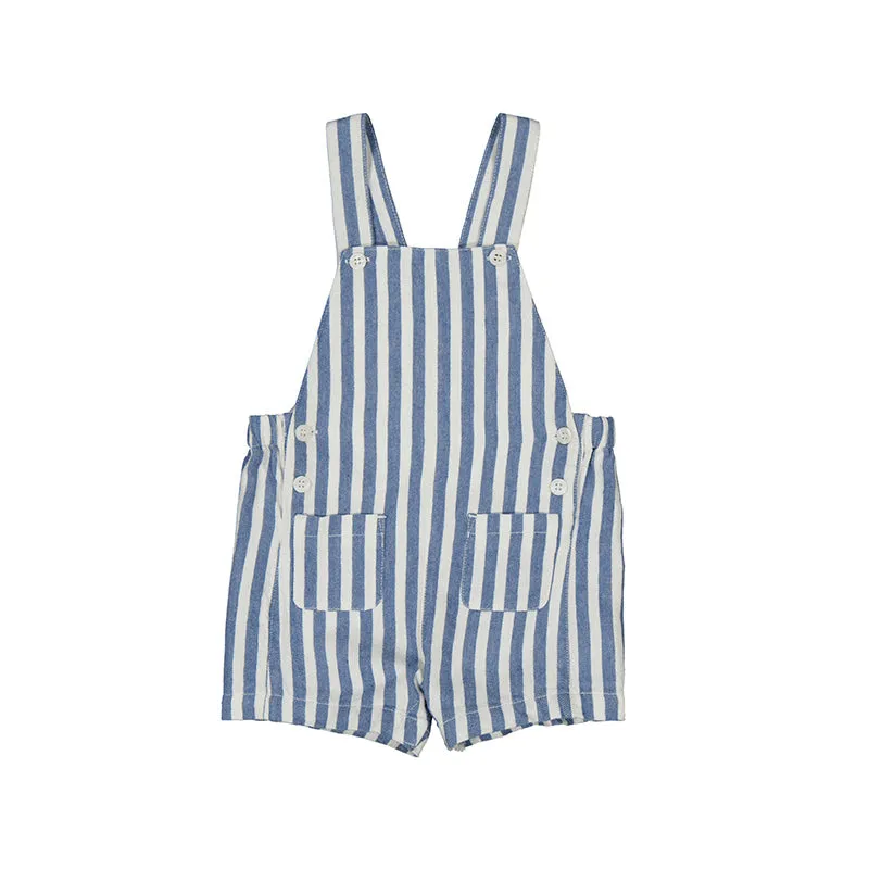 Blue & White Stripe Shorts Overall