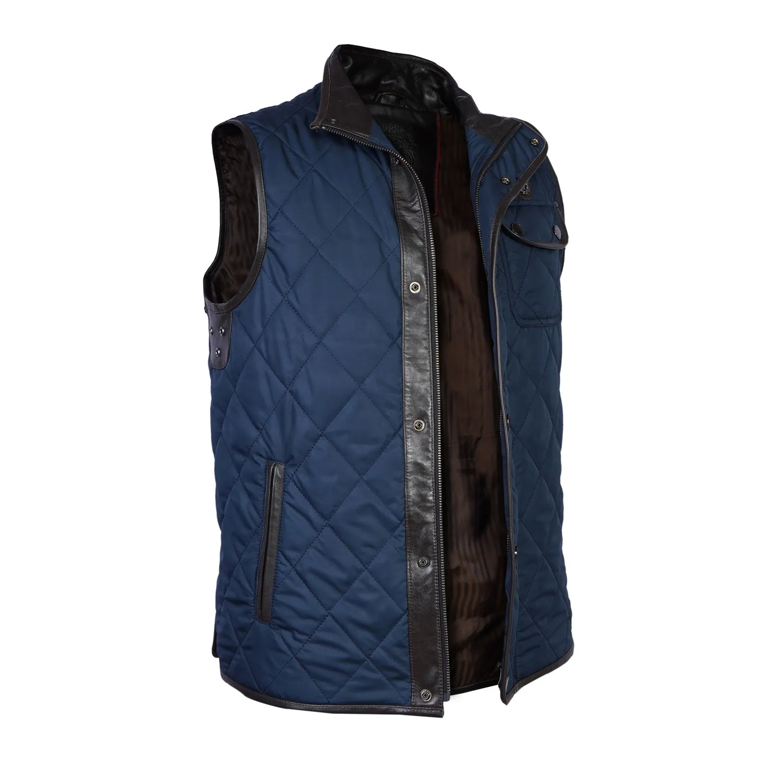 Blue Puffer Jacket With Chest Flap Pocket