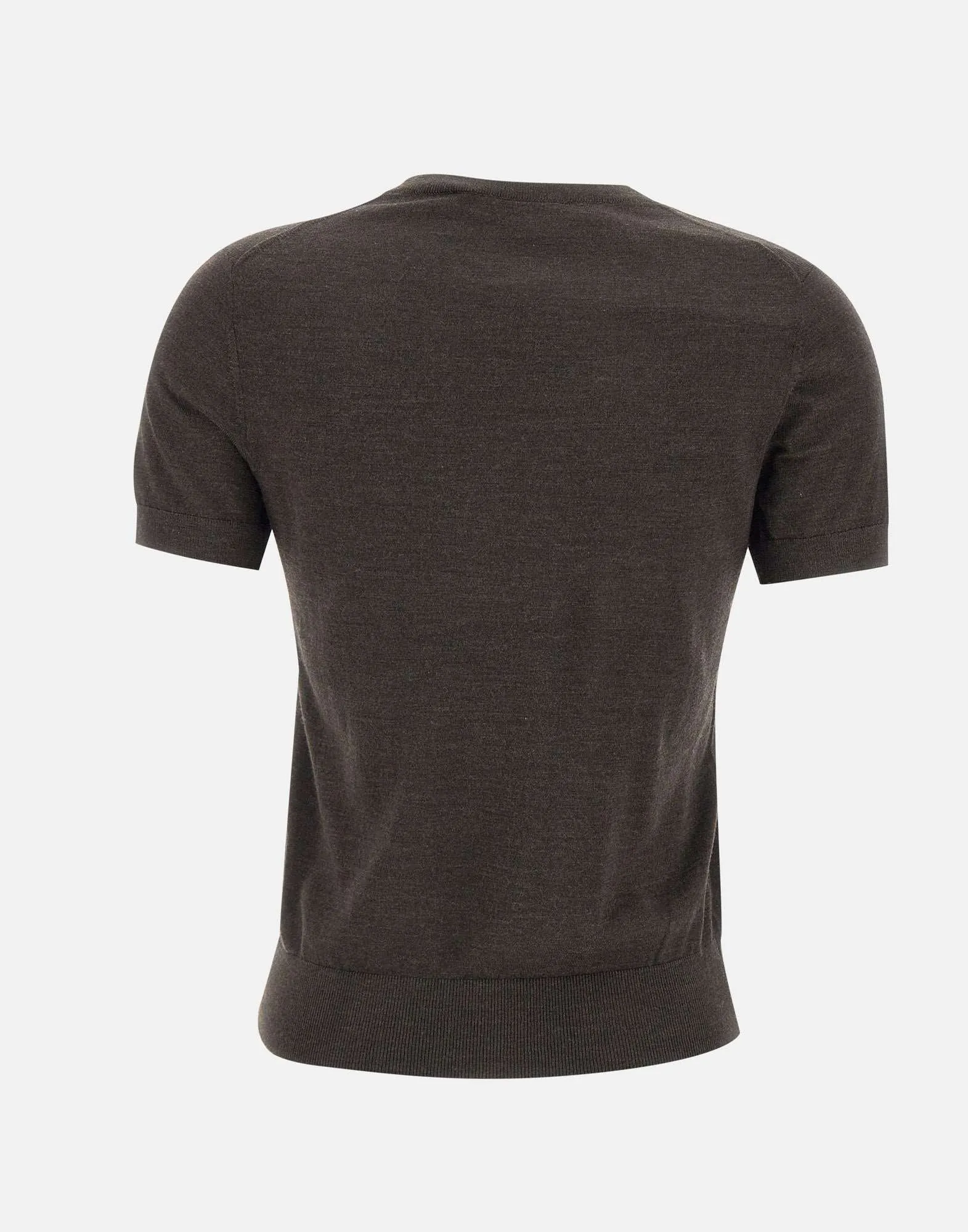 Brown Merino Wool Short Sleeve Sweater