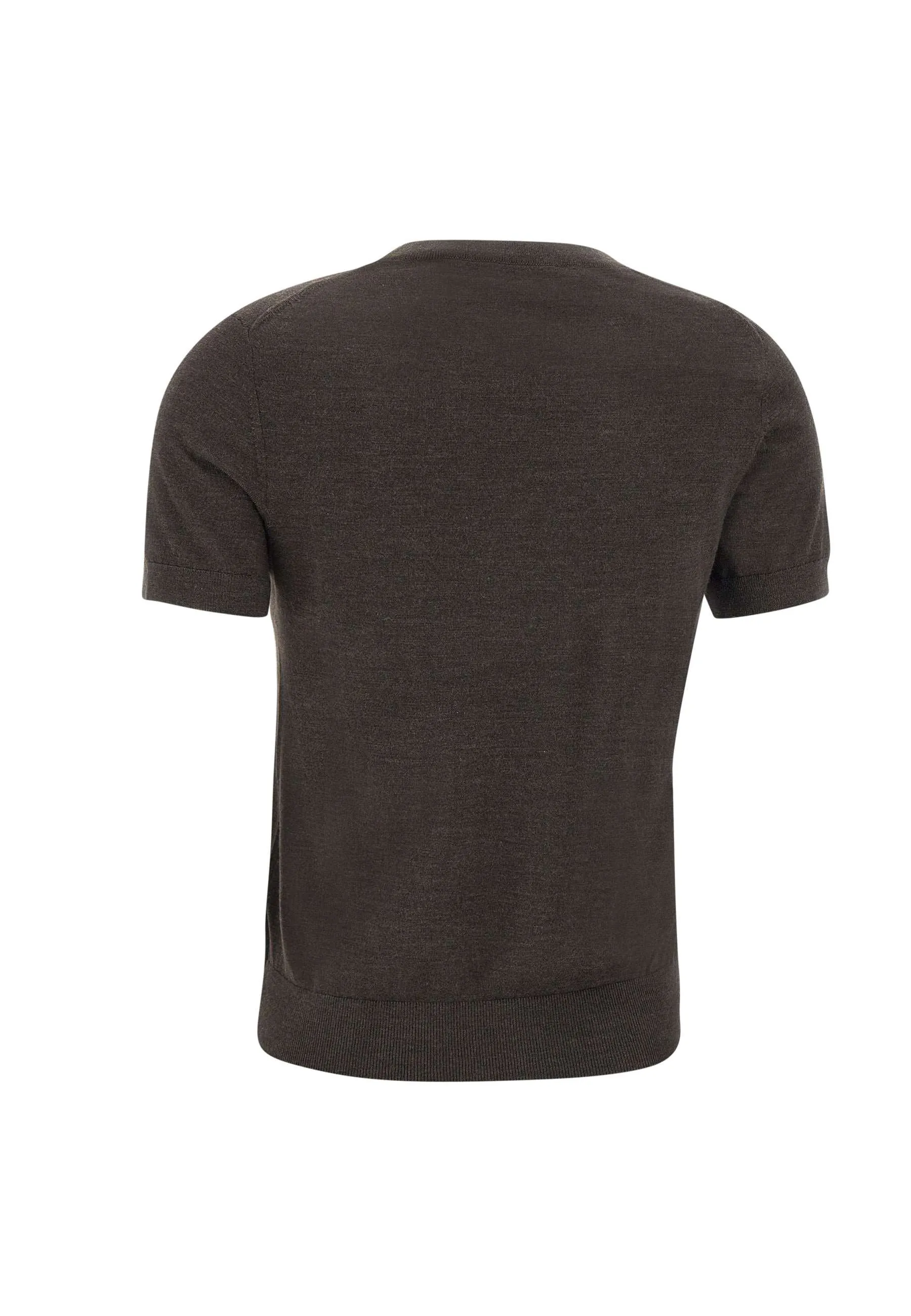 Brown Merino Wool Short Sleeve Sweater