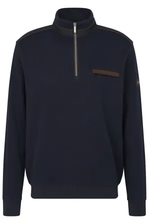 Bugatti Mens Troyer ¼ Zip Sweatshirt Navy Blue