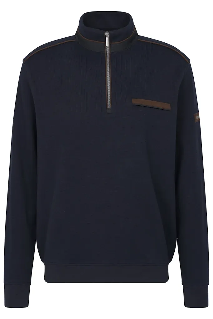 Bugatti Mens Troyer ¼ Zip Sweatshirt Navy Blue