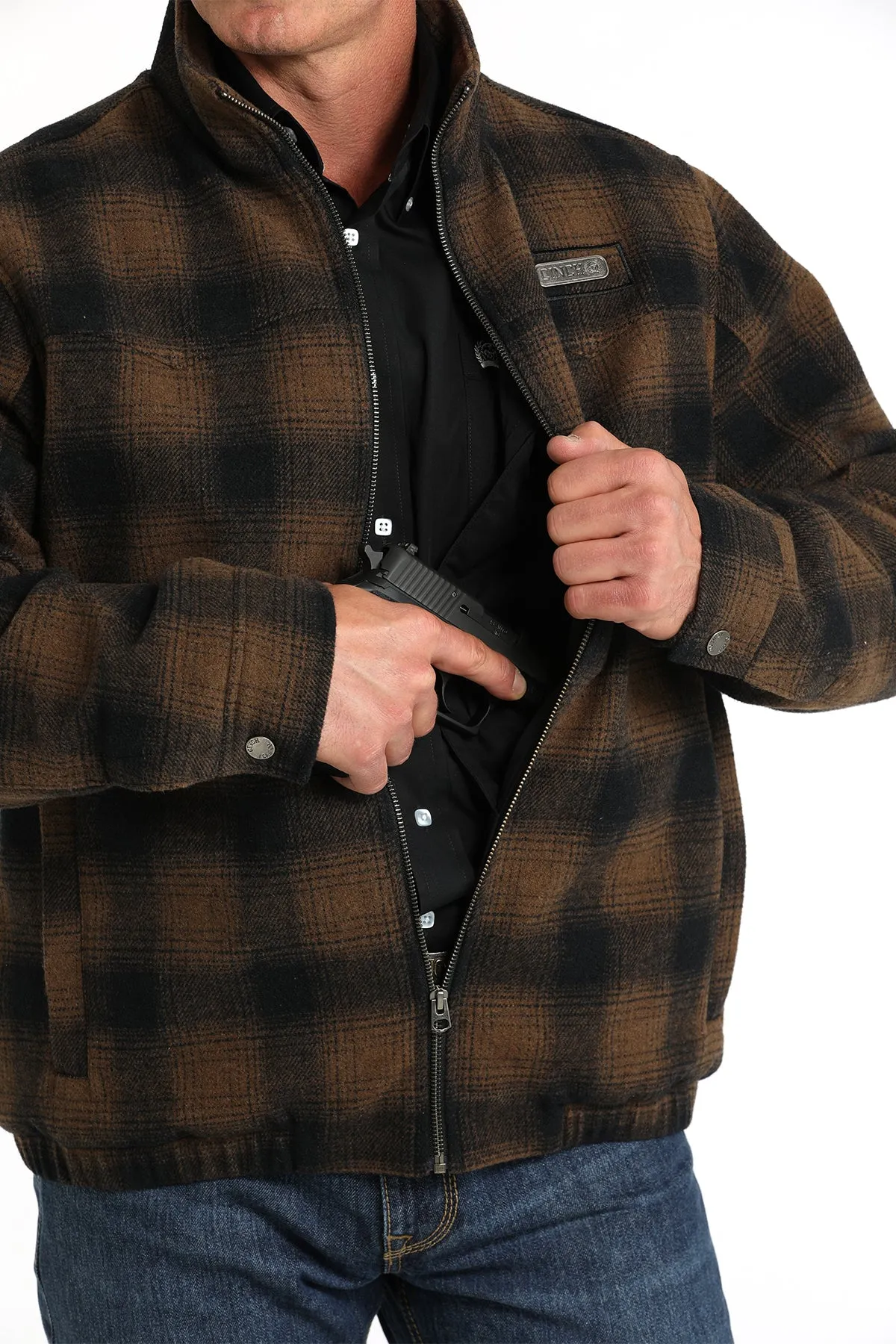 Cinch Men's Brown Plaid Concealed Carry Western Jacket