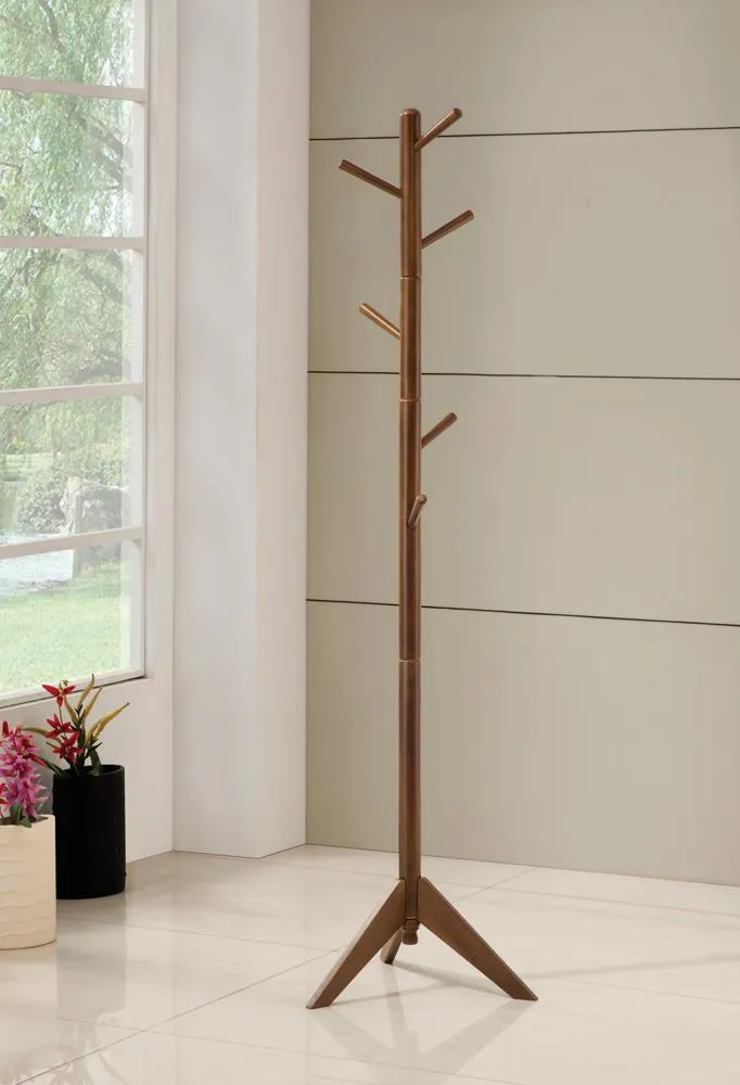 Devlin Walnut Coat Rack with 6 Hooks