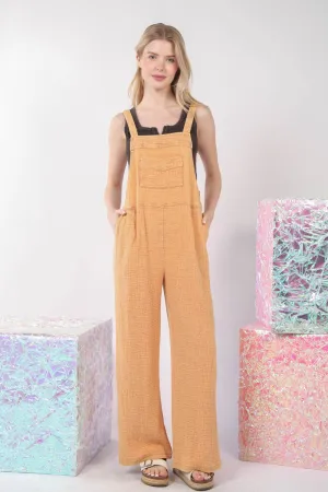 Explore More Collection - VERY J Texture Washed Wide Leg Overalls