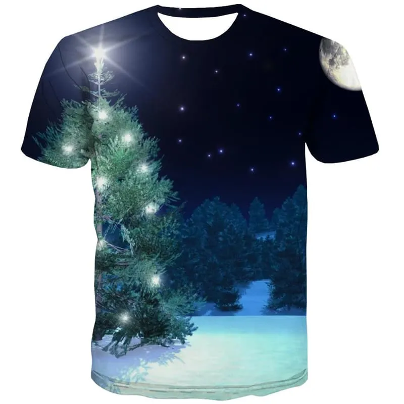 Forest T shirts Men Tree T-shirts 3d Galaxy Tshirt Anime Christmas Tshirt Printed