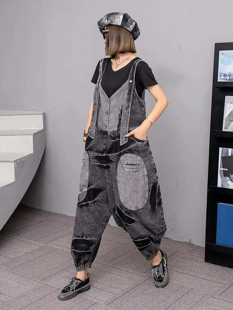 HEYFANCYSTYLE Korean Style Gray Denim Overalls