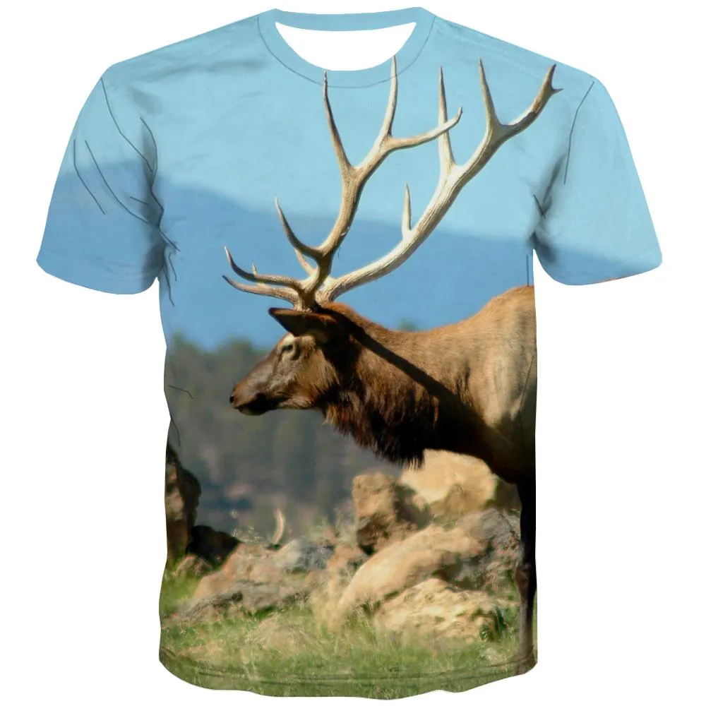 Hunting T shirts Men Jungle T-shirts Graphic Deer Tshirts Casual Shooter T shirts Funny Camouflage Shirt Print