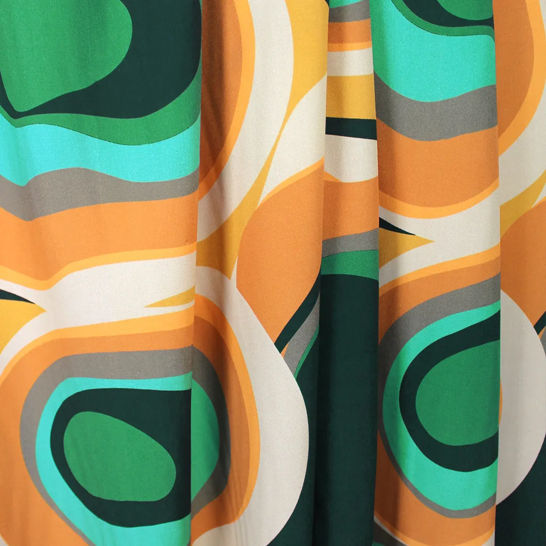 Italian 'groovy waters' viscose challis woven