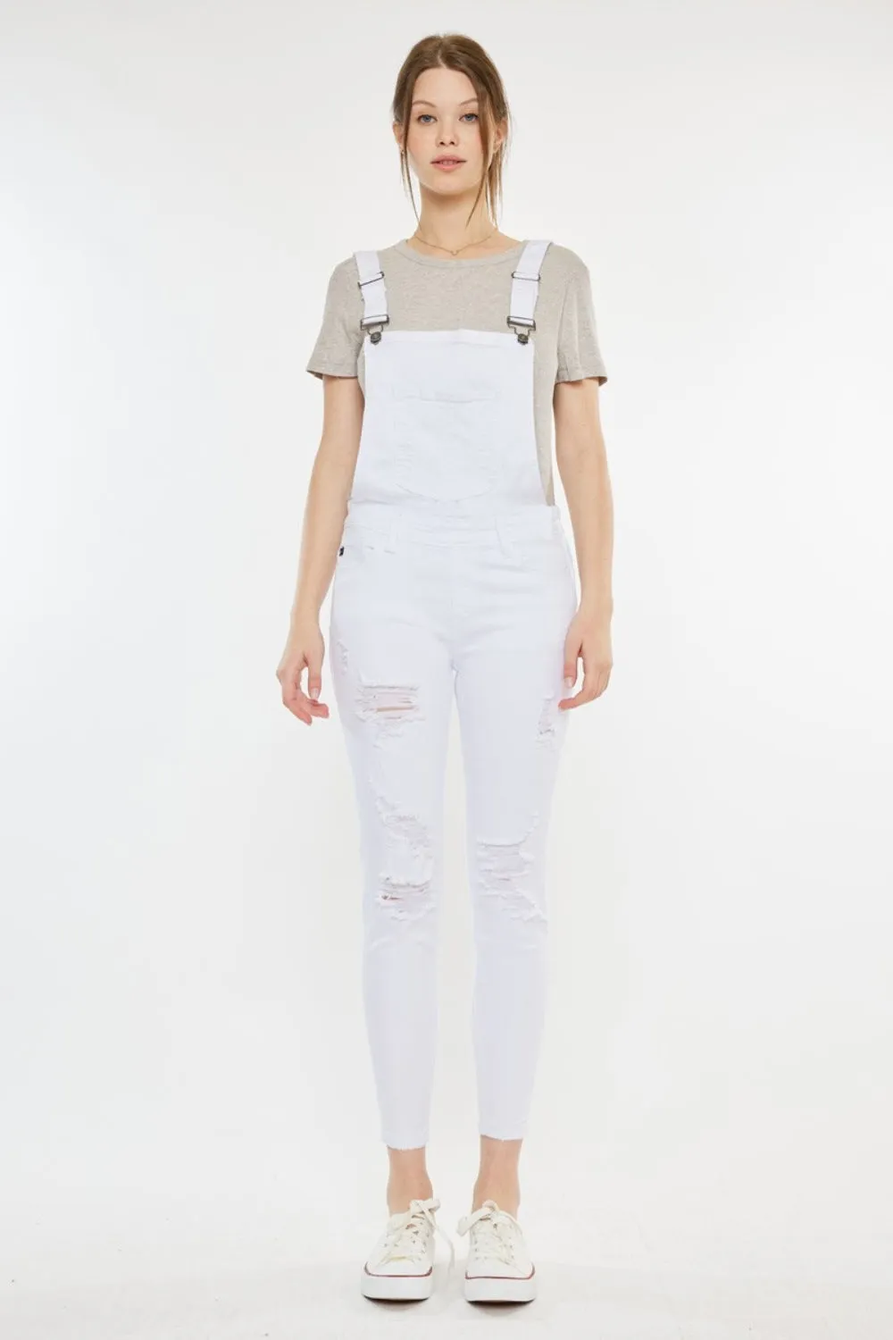 Kancan Distressed Skinny Denim Overalls