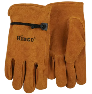 Kinco 50BT Unlined Suede Cowhide with Pull-Strap Drivers Gloves (One Dozen)