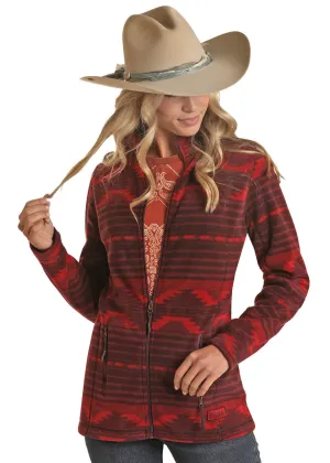 LADIES POWDER RIVER OUTFITTERS AZTEC PRINTED FLEECE JACKET-DW92C01826