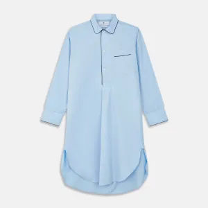 Light Blue Piped Cotton Nightshirt