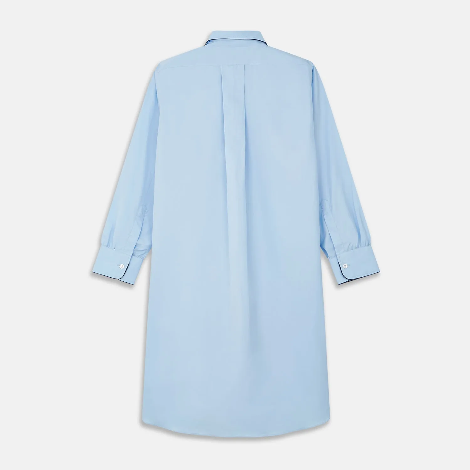 Light Blue Piped Cotton Nightshirt