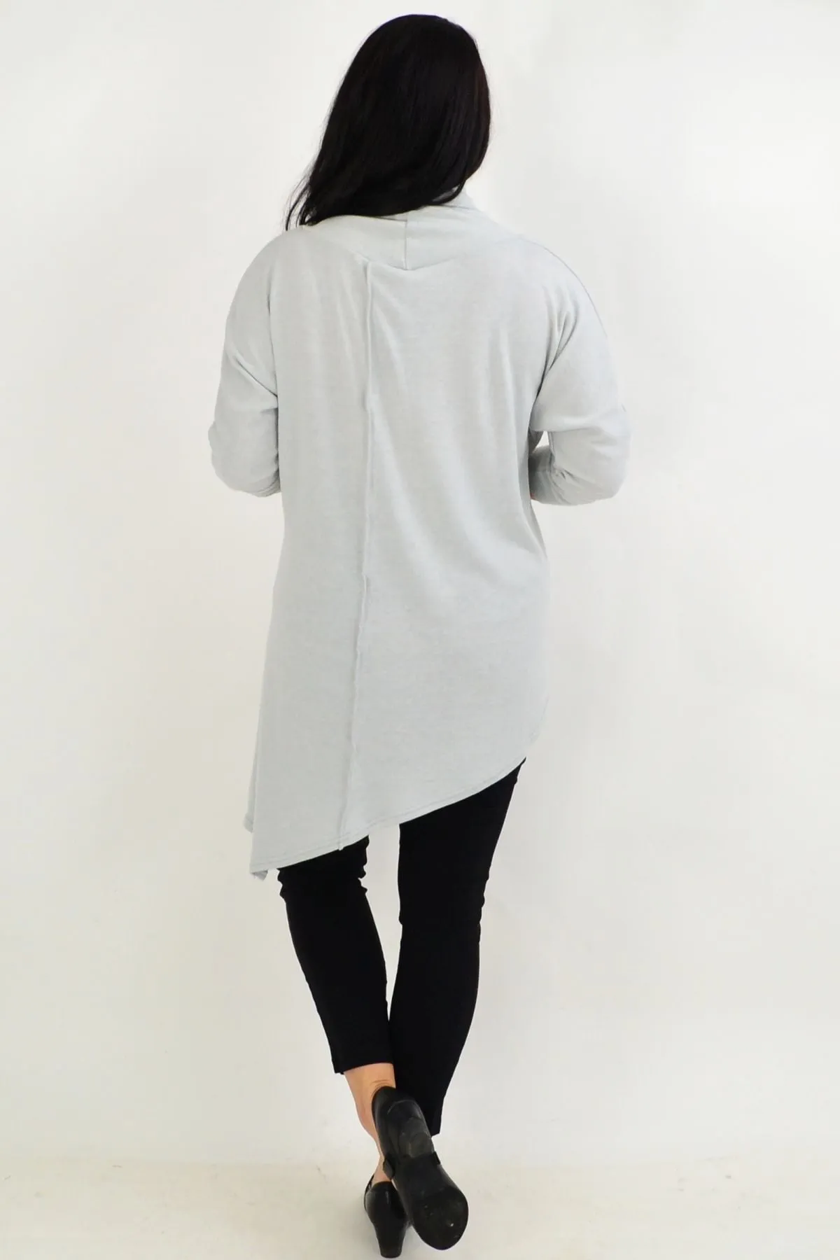 Light Grey Asymmetrical Rolled Neck Jumper