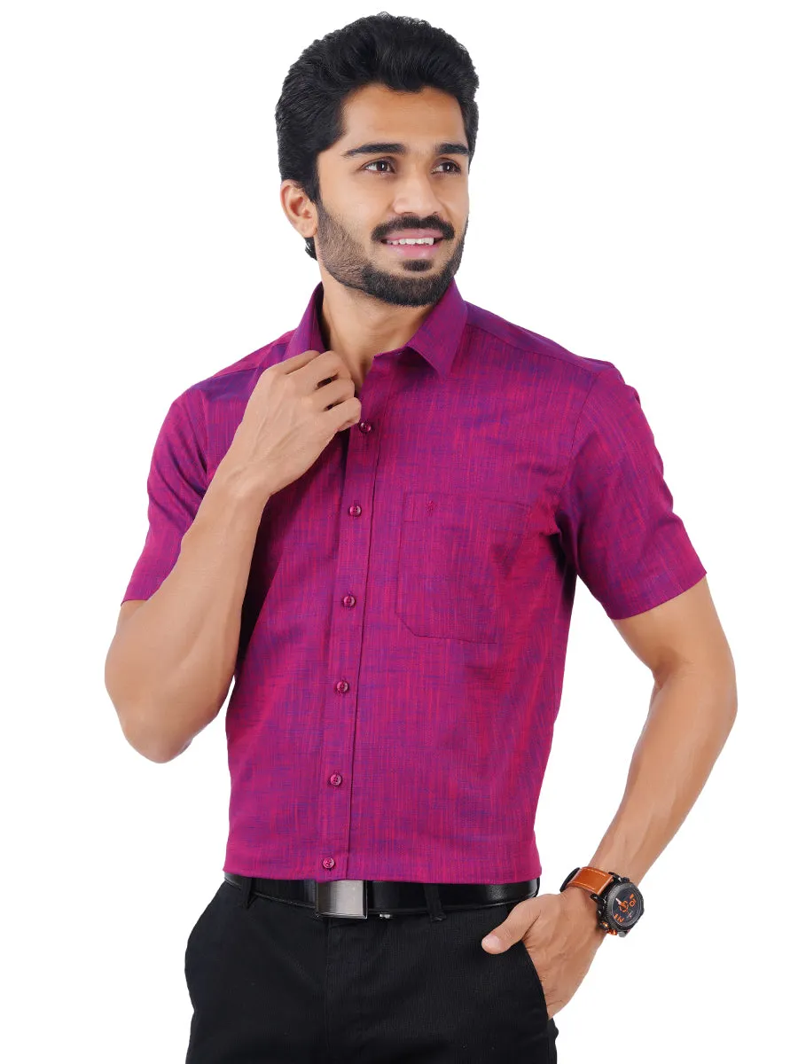 Men 100% Cotton Half Sleeves Shirt Purple CL2 GT4