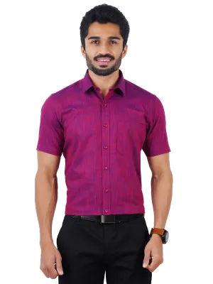 Men 100% Cotton Half Sleeves Shirt Purple CL2 GT4