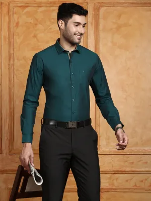 Men 100% Cotton Shirt Dark Green G116