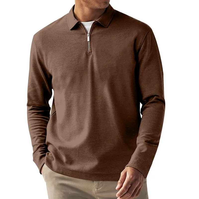 Men's Solid Color Zip-Up Collar Sweatshirt 94700179Y