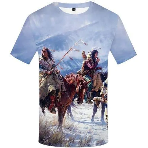 Native American Indians T shirts Men Feather T-shirts 3d Mountain Tshirt Anime Animal T shirts Funny War Tshirt Printed