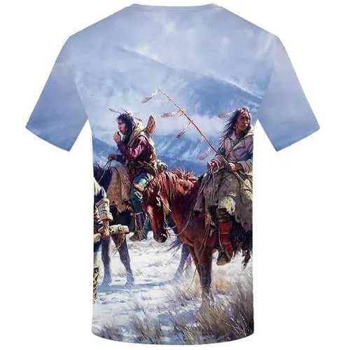 Native American Indians T shirts Men Feather T-shirts 3d Mountain Tshirt Anime Animal T shirts Funny War Tshirt Printed