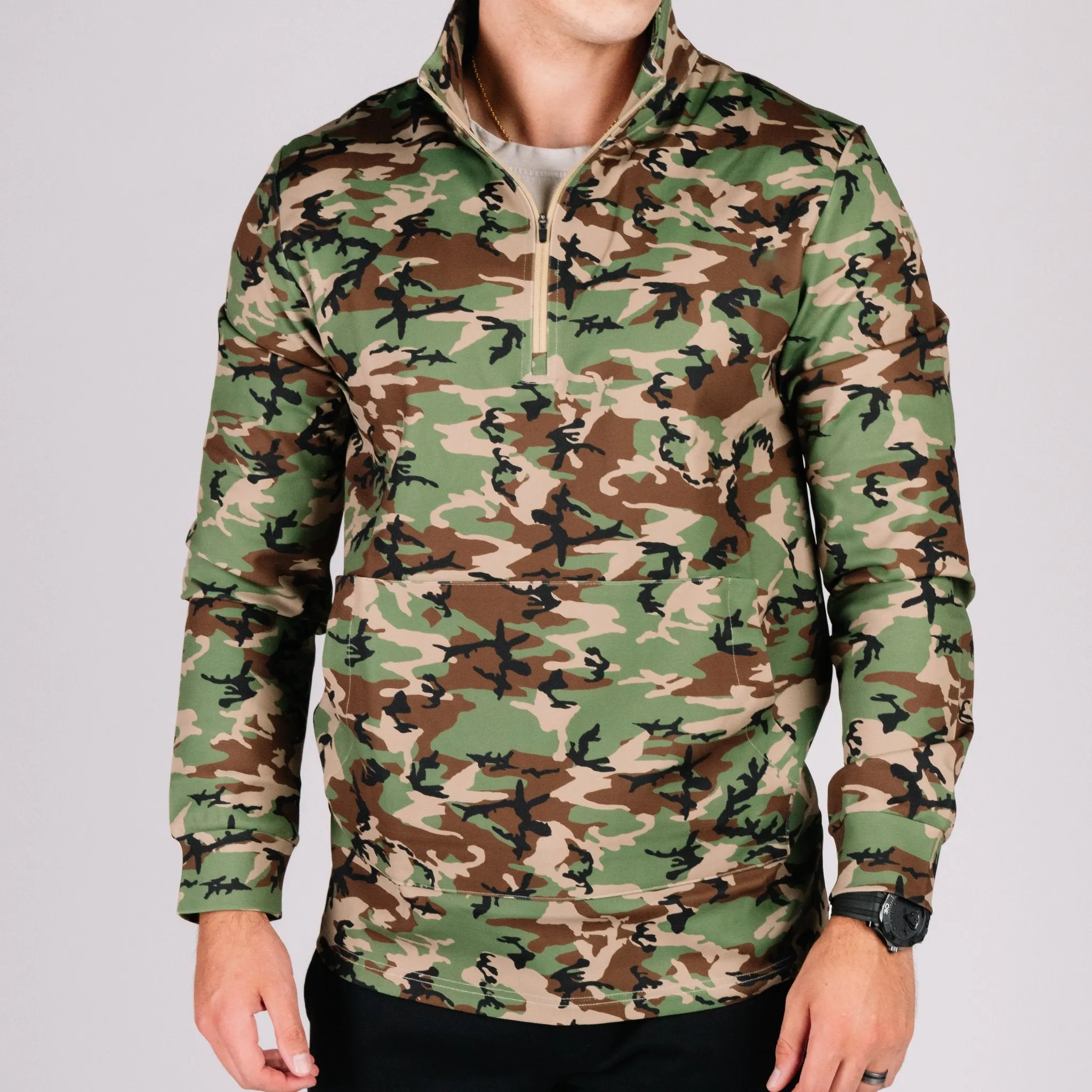 NEW! Durable Quarter Zip - Woodland Camo