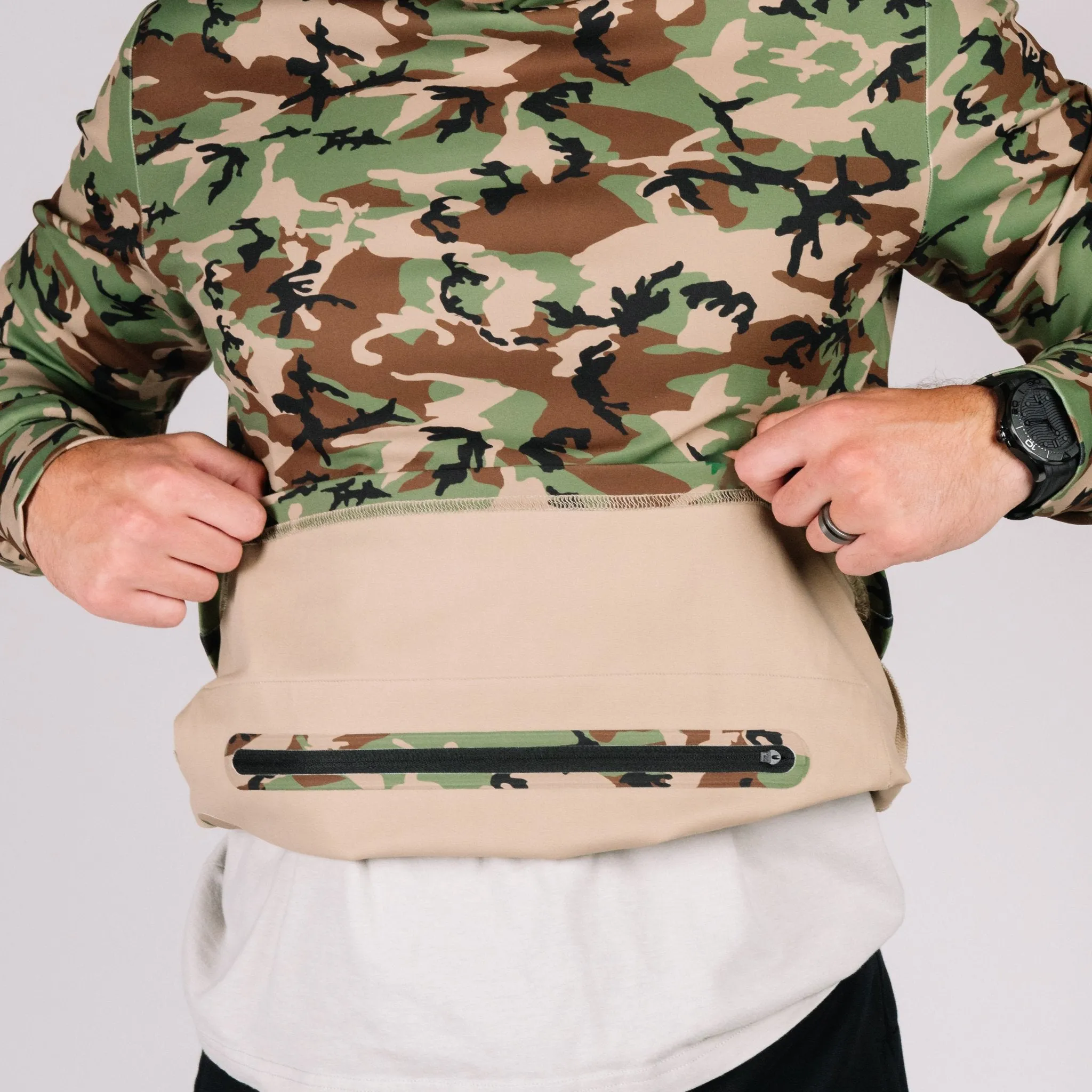 NEW! Durable Quarter Zip - Woodland Camo