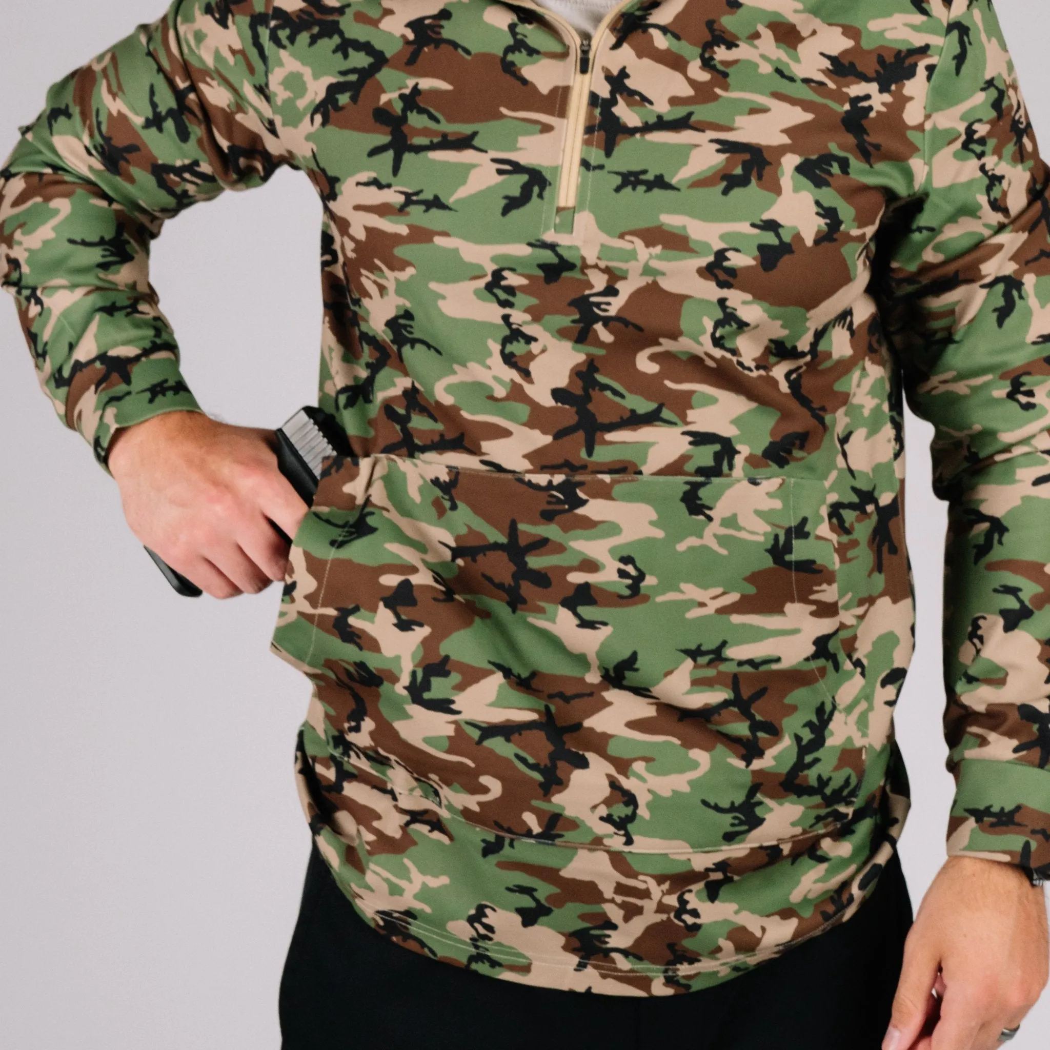 NEW! Durable Quarter Zip - Woodland Camo