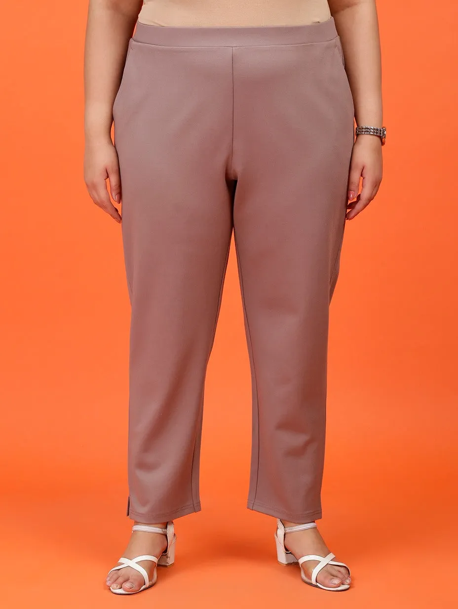 Plus Size Women Light Brown Cigarette Pants