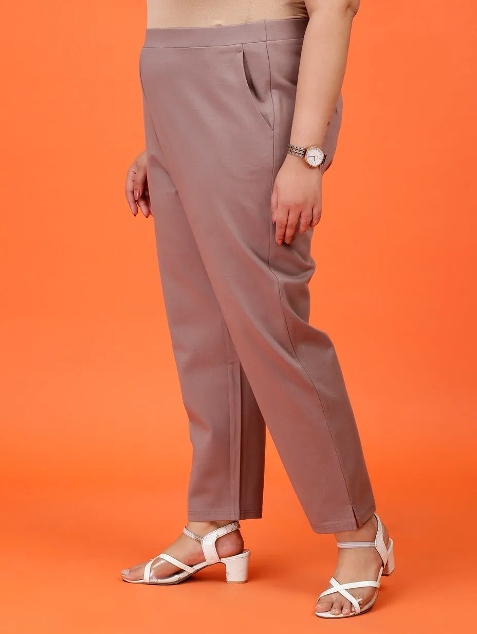 Plus Size Women Light Brown Cigarette Pants