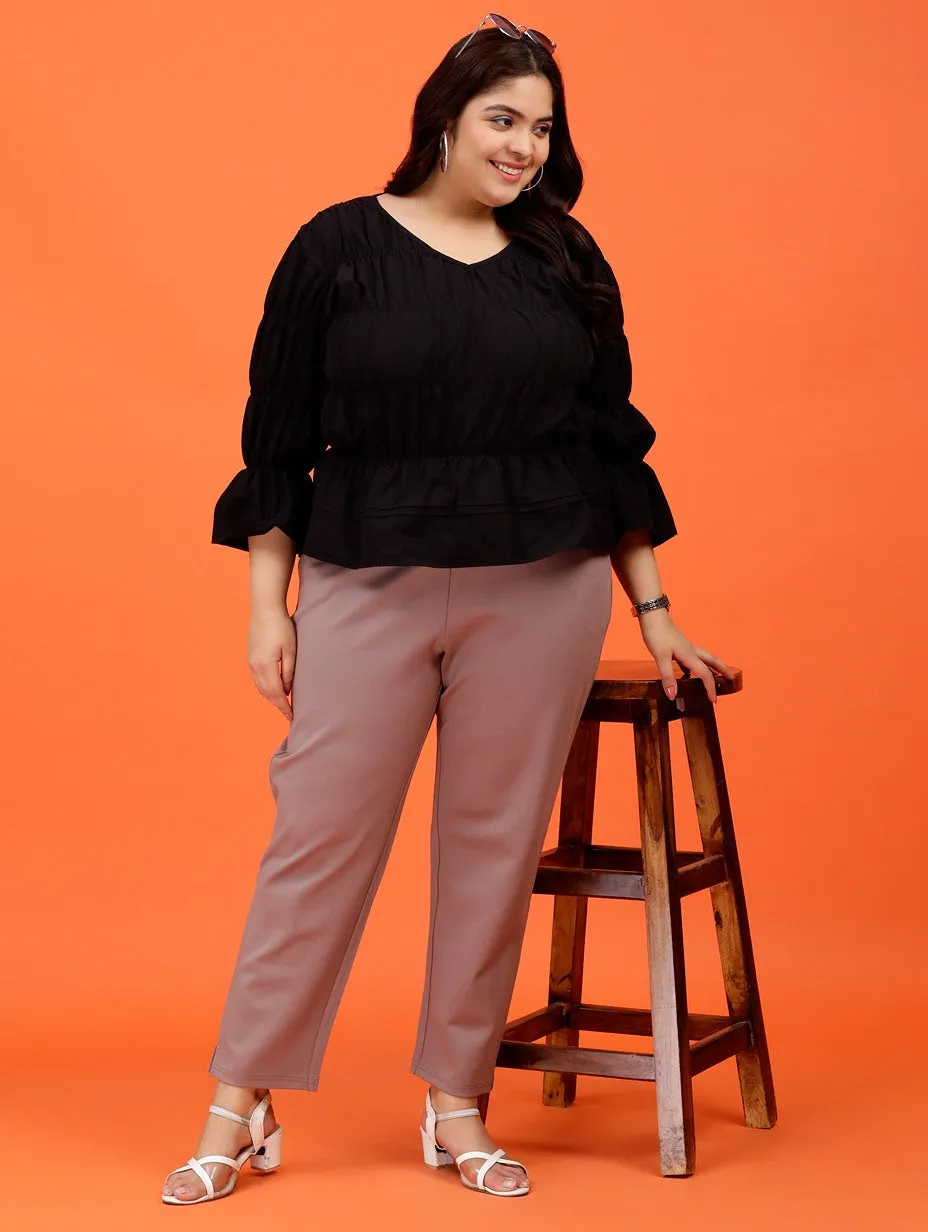 Plus Size Women Light Brown Cigarette Pants