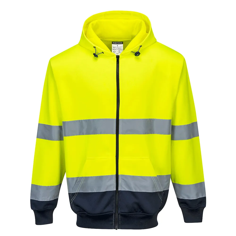 Portwest B317 Hi-Vis Two-Tone Full Zip Work Hoodie Various Colours