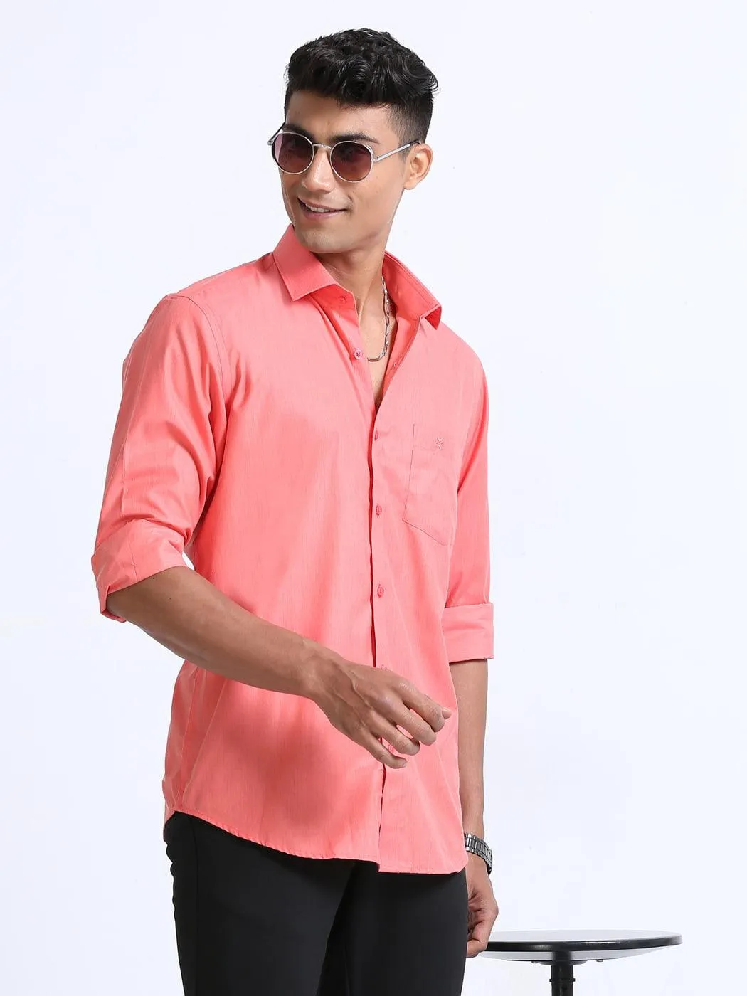 Premium Cotton Salmon Colour Shirt Full Sleeve