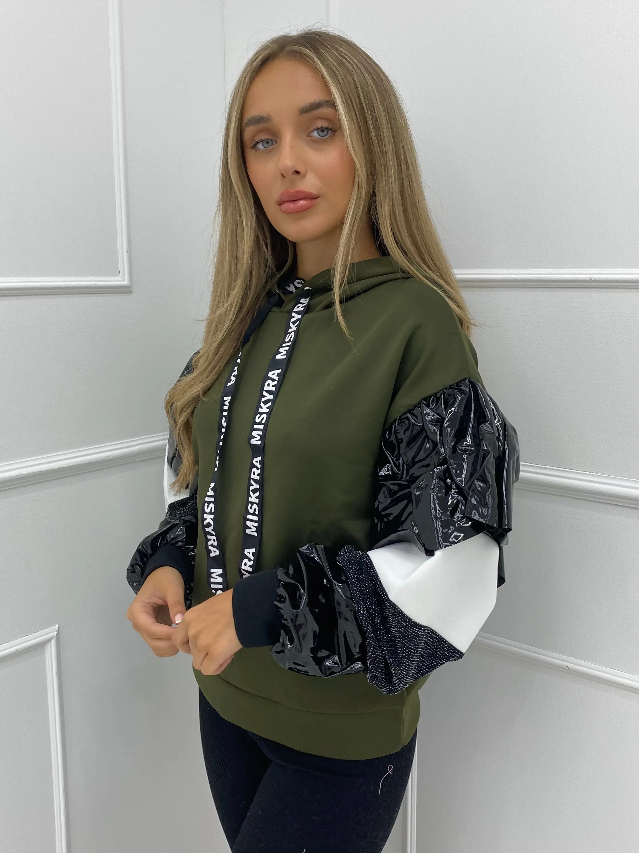 PVC Sleeve Hoodie - Khaki