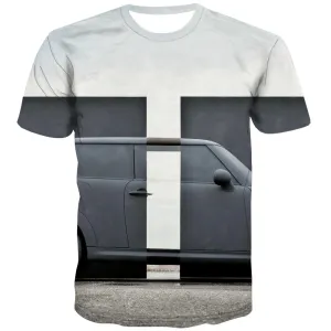 Racing Car T shirts Men Metal T-shirts Graphic City Tshirt Anime Gray T-shirts 3d Retro Tshirts Casual