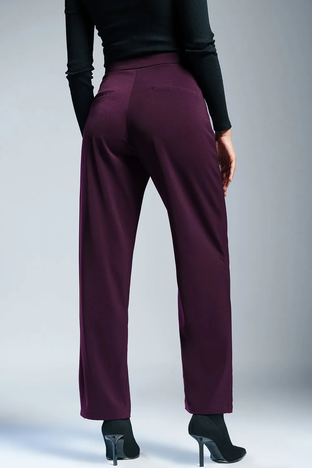 Ruby Wine Twisted Waist Korean Pants