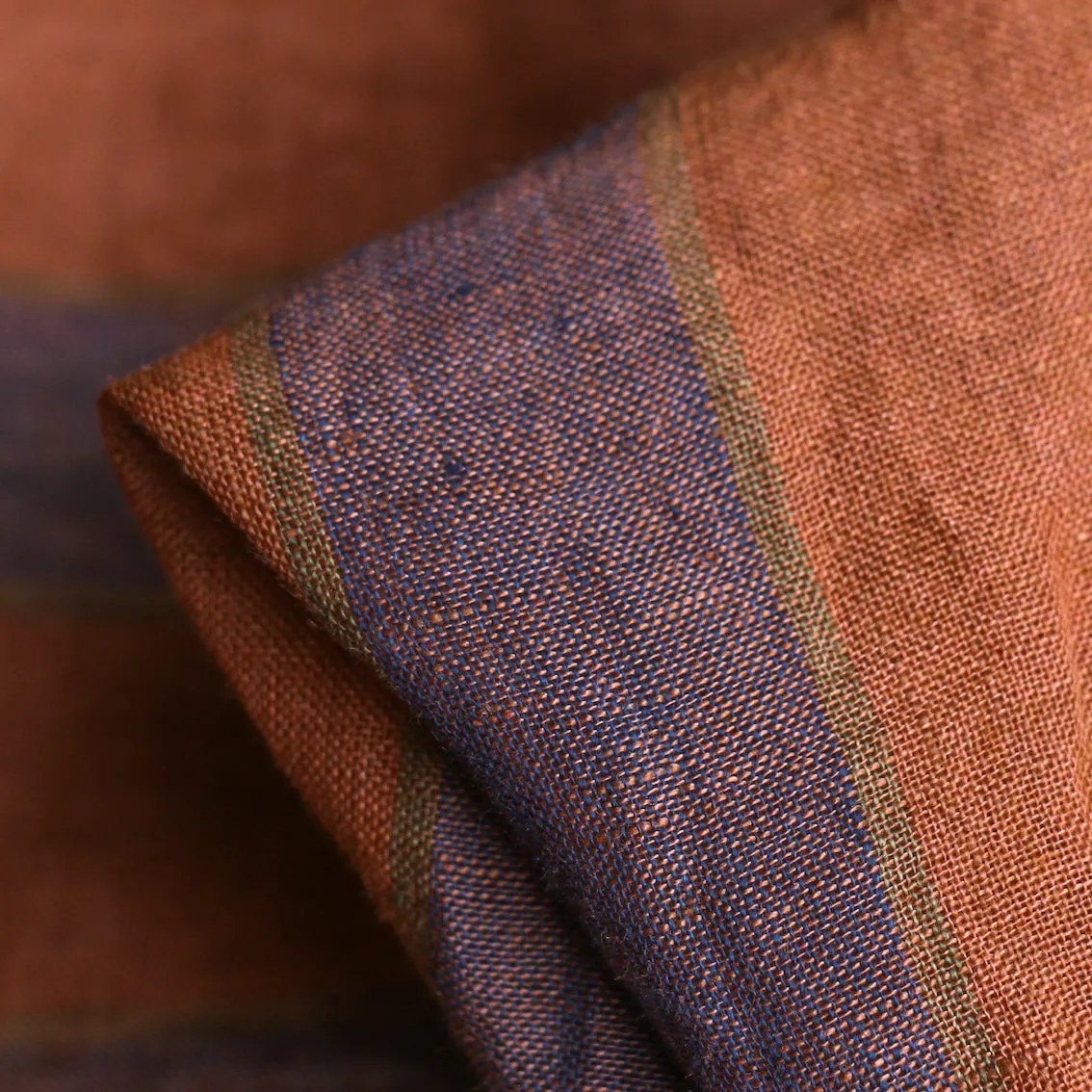 Selkie Stripe Ochre/Clay Linen Gauze