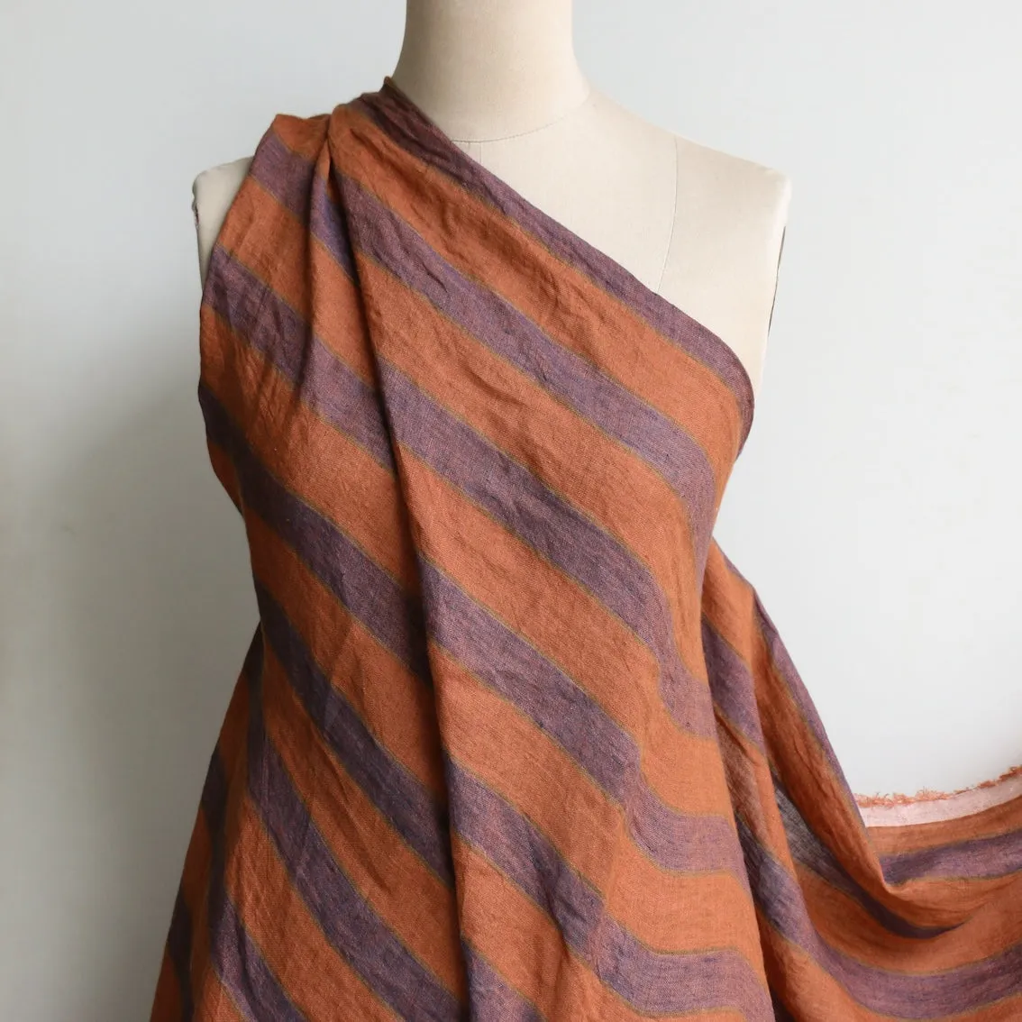 Selkie Stripe Ochre/Clay Linen Gauze