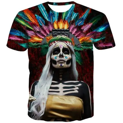 Skull T-shirt Men Skeleton Tshirt Anime Colorful T shirts Funny Cosplay T-shirts Graphic Funny T-shirts 3d Short Sleeve Fashion