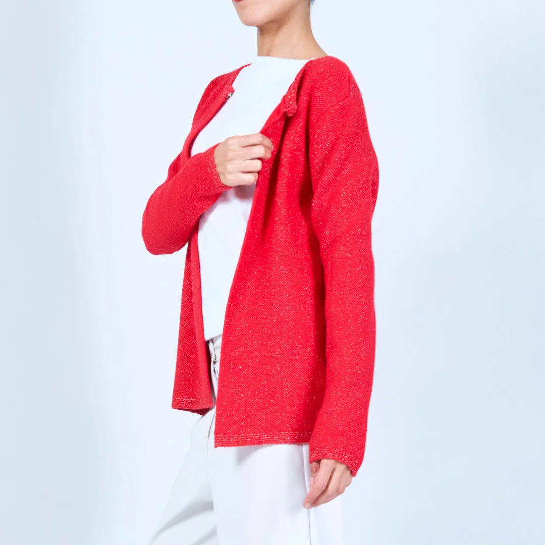 Sparkle knit cardigan with round neckline wholesale