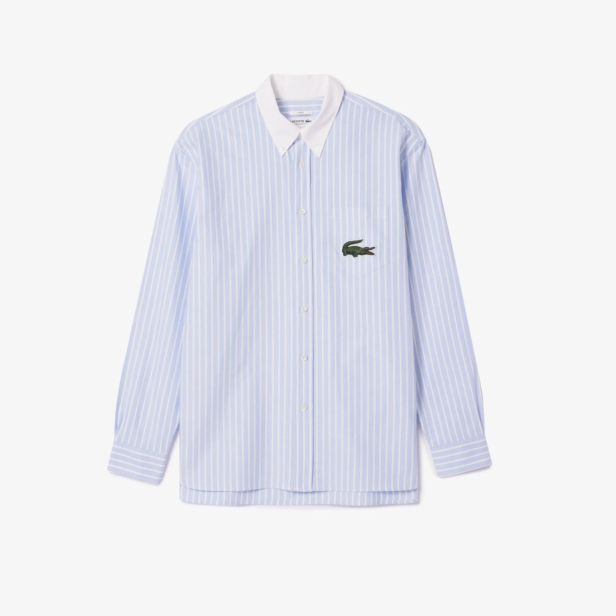 Striped Maxi Croc Contrast Collar Cotton Oxford Shirt