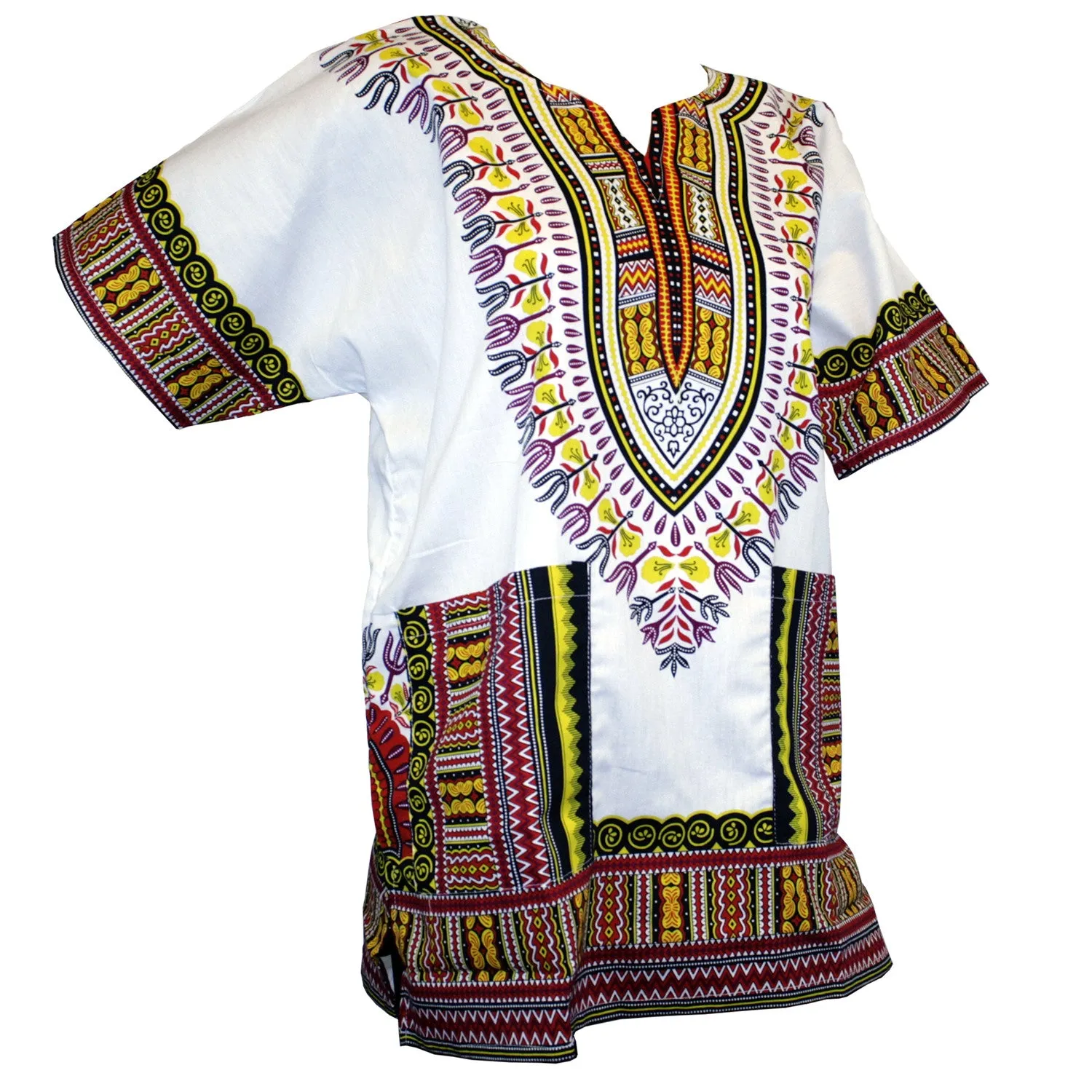 Unisex African Dashiki Cotton Shirt Tribal Traditional Print Hippie